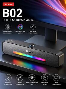 Lenovo B02 RGB Desktop Bluetooth Speaker, With Surround Sound, USB Powered Speaker, Wired & Wireless Connection Suitable For Computer, Laptop, Gaming Setup - View 2