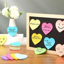 1/8 piezas/Set, Notas adhesivas con forma de corazón, Notas adhesivas con forma de corazón rayadas, Notas adhesivas autoadhesivas, Adecuadas para escuela, fiesta, intercambio de regalos, oficina, hogar y escuela, Artículos de papelería esenciales para el hogar, 3x3 pulgadas. Útiles escolares, Regreso a la escuela, Artículos escolares esenciales, Accesorios de escritorio - Medio - Ver 9