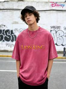 Disney IP Collaboration Cars Lightning McQueen Print Men's T-Shirt With Crew Neck And Short Sleeves, Relaxed Fit! Summer Clothing For Men, Cotton T-Shirt With Graphic Print, Suitable For Everyday Wear, Leisure And Sports. - 玫紅色 - 查看 1