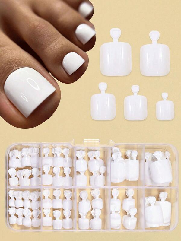 120 pièces Autocollants pour ongles d'orteils - Manucure en caoutchouc souple, ongles d'orteils courts de couleur unie mate, convient aux femmes pour porter comme décorations de manucure en été, autocollants d'ongles à presser, produits de soin des ongles