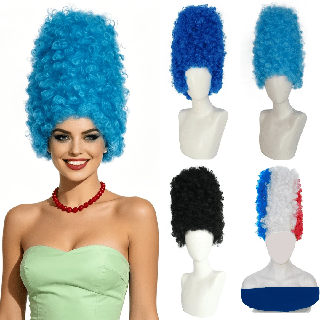 Exaggerated Fluffy Big Curl Wig Vintage High Bun Wig Multi-Color Options Anime Cosplay Wig Cap Unisex Perfect For Halloween Cosplay Theme Party Music Festival Stage Performance And Graduation Prom - Multicolor - View 1