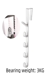 1pc Bedroom Door Hanging Rack, Clothes Hanging Rack, Plastic Home Storage Rack Behind Door, Organizing Hooks, Bag Hanging Rack - Multicolor - View 8