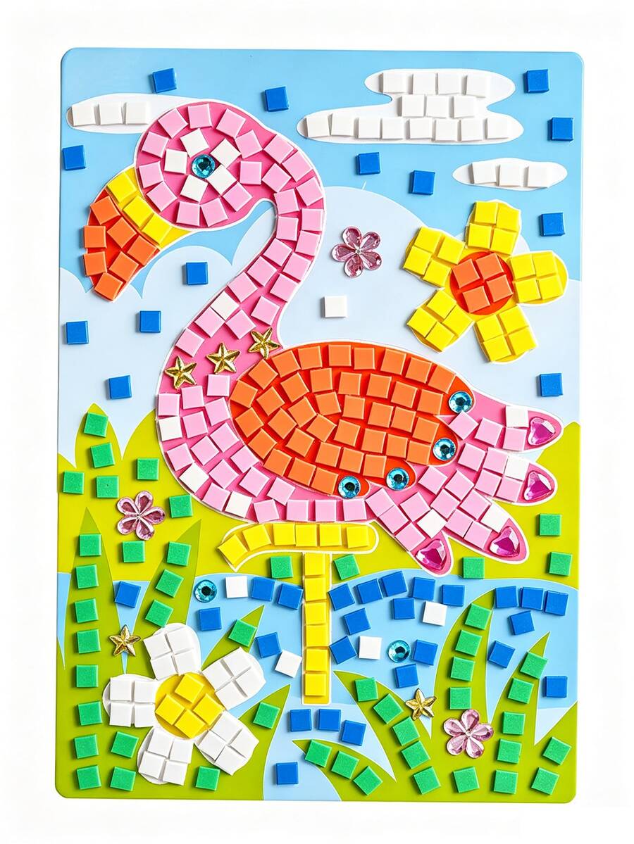 Mosaic Tile Puzzle Sticker Children's Educational Toy Handmade DIY Material Kit - Multicolor - View 1