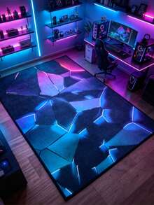 1pc Neon Geometric Fragment Floor Mat Decorative Rug, Bedroom Decor, Floor Mat, Carpet, Home Decor, Living Room Rug, Living Room Small Rug, Bedroom Rug, Living Room Home Decor, Outdoor Rug, Washable Rug - Multicolor - View 3