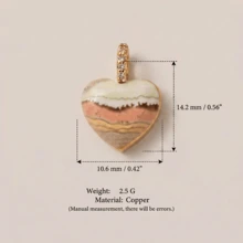 1pc Minimalist Oil Painting Style 14K Gold Plated Copper Material Pendant, Openable Oil-Filled Heart Zirconia Pendant, Women's DIY Daily Bracelet Necklace Keychain Pendant Decoration - Multicolor - View 17