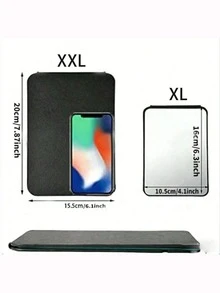 New 1pc Foldable Portable High-Definition Makeup Mirror PU Leather Desktop Mirror Set Suitable For Travel And Daily Use (Size: Large/Extra Large/Super Large) - Black - View 3
