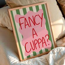 1pc Fancy A Cup Of Tea? Kitchen Decor Poster, Dinner Food Theme, Fun Fashion Art, Green & Pink Color Scheme, Tea Theme Canvas Wall Art, Unique Girl Art, Inspirational Quote Art, Home Decor, Canvas Print - A - View 7