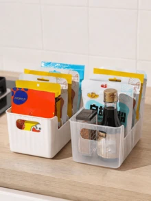 Durable Transparent Condiment Storage Box With Adjustable Divider Multipurpose Kitchen Organizer Box For Home Kitchen Organization Countertop Apartment Essentials Stackable Detachable Fridge Organizer Fridge Restock Great Restaurant Summer Cleaning - Multicolor - View 7