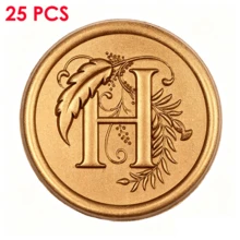 25入/包 3D字母H花卉藤蔓圖案蠟封貼紙，信封封口貼，自黏貼紙，適用婚禮、派對、生日、聖誕節 - 字母H - 查看 5