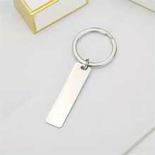 1pc Men's Slogan Pattern Engraved Keychain, Stainless Steel Rectangular Pendant, Casual Keychain, Daily Gift, Car Key Accessory, Car Ornament, Bag Charm, Campus Cute Gothic Y2K Style - Silver - View 5