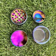 彩色創意凹面式菸草研磨器 50MM 大容量抽菸配件,彩虹漸層變色表面,耐用金屬研磨器,適合手捲菸使用者研磨 - 查看 7