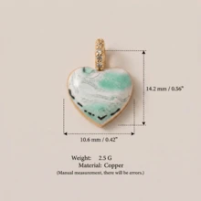 1pc Minimalist Oil Painting Style 14K Gold Plated Copper Material Pendant, Openable Oil-Filled Heart Zirconia Pendant, Women's DIY Daily Bracelet Necklace Keychain Pendant Decoration - Multicolor - View 14