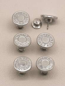 1 pieza Juego de reemplazo de botón de metal sin costuras de 17 mm para jeans, botón redondo con textura de letra desmontable sin clavos, accesorio DIY para costura y manualidades - Múltiples estilos - Ver 9