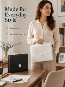 1pc Hot A4 Handheld Expanding File Folder, Large Capacity Multi-Layer Document Organizer PP Storage Bag, Office Supplies, Back To School Essential - Multiple Styles - View 4