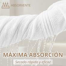[Certificado OEKO-TEX]Toallas 100% algodón – Pack de 4 unidades por tamaño | Suaves y absorbentes, múltiples colores (30*50 / 50*100 / 70*140 / 100*150 cm), blanco - Blanco - Ver 7