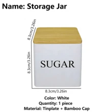 1/3 個正方形金屬儲物罐配竹蓋 - 密封廚房容器，適用於咖啡、茶和糖 - 易清潔檯面收納器 - 黑/白色，可選配托盤 - 彩色 - 查看 17