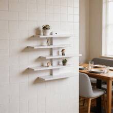 1pc Wall Shelf Decor Small Ornaments Rack For Dolls Figures Blind Boxes Wall-Mounted Storage Rack Home Bedroom Wall Partition Decorative Shelf - White - View 7