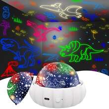 2合1星空投影夜燈,360°旋轉星空燈,變色設計,適用於臥室與派對裝飾 - Dinosaur or Star Moon Theme - 查看 12