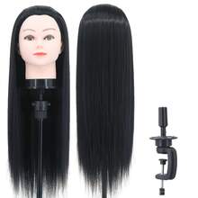 Black Synthetic Hair Mannequin Head Set - Professional Hairdressing Training Model, With Sturdy Tripod Stand, Hair Clips And Styling Tools, Halloween - View 6