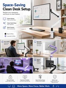 Monitor Mount, 360° Rotating Tilting Height Adjustable Desktop Monitor Arm, Fits 17-32 Inch Screens, Compatible With VESA 75/100mm, Supports 9kg/19.8lbs, Ergonomic Computer Monitor Stand With Cable Management, Suitable For Office, Gaming And Home Workstation | Boy Gaming Computer Screen Mount - View 10