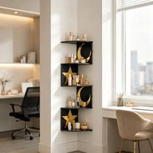 5-Tier Triangular Wall-Mounted Storage Bookshelf, No-Drill Corner Shelf, Multi-Functional Organizer Rack For Bedroom, Living Room, Study And Kitchen - Multicolor - View 7