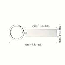 1pc Men's Slogan Pattern Engraved Keychain, Stainless Steel Rectangular Pendant, Casual Keychain, Daily Gift, Car Key Accessory, Car Ornament, Bag Charm, Campus Cute Gothic Y2K Style - Silver - View 2