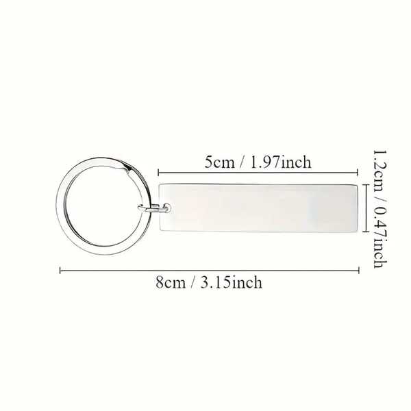 1pc Men's Slogan Pattern Engraved Keychain, Stainless Steel Rectangular Pendant, Casual Keychain, Daily Gift, Car Key Accessory, Car Ornament, Bag Charm, Campus Cute Gothic Y2K Style