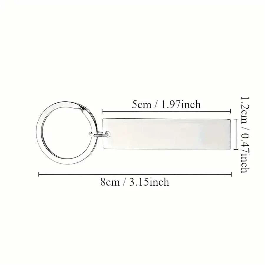 1pc Men's Slogan Pattern Engraved Keychain, Stainless Steel Rectangular Pendant, Casual Keychain, Daily Gift, Car Key Accessory, Car Ornament, Bag Charm, Campus Cute Gothic Y2K Style - Silver - View 1