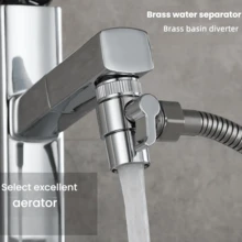G1/2 Thread 3-Way Water Faucet Diverter Adapter, Includes 2 Silicone Washers, Quick Connect Water Diverter Switch, Suitable For Bidet Sprayer/Handheld Shower, Plated Universal Bathroom Sink Faucet Conversion Accessory - Silver - View 7