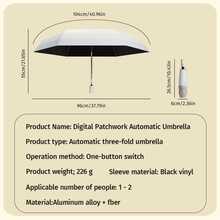 Patchwork Contrast Color Automatic 3-Fold Umbrella With Edge Trim, Korean Style Fresh Design, 3-Layer Composite Fabric, Couple Sun Umbrella, Gift For Girlfriend, Holiday Gift - Multicolor - View 7