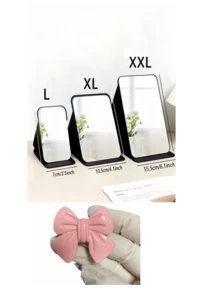 Espejo de maquillaje minimalista para baño y dormitorio, espejo plegable estilo Simpleini, espejo portátil de cuero PU, espejo para dormitorio universitario de regreso a clases, espejo de tocador portátil de escritorio, espejo con soporte de escritorio, espejo de maquillaje de mano, espejo de escritorio ajustable, espejo de tocador para dormitorio de estudiante, decoración del hogar, decoración de baño y habitación, organizador de maquillaje de verano, accesorios de baño, adecuado como regalo de Navidad y Halloween para familiares y amigos - Negro - Ver 11