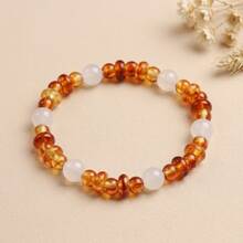 Modisches Damenarmband aus Bernstein und Bienenwachs, eleganter vielseitiger minimalistischer Schichtungs-Bangle, Unisex-Stil, geeignet für den täglichen Gebrauch und als Geschenk, Muttertag, Abschlusszeit, Schulanfang - 1 Stück – Stil B - Übersicht 1