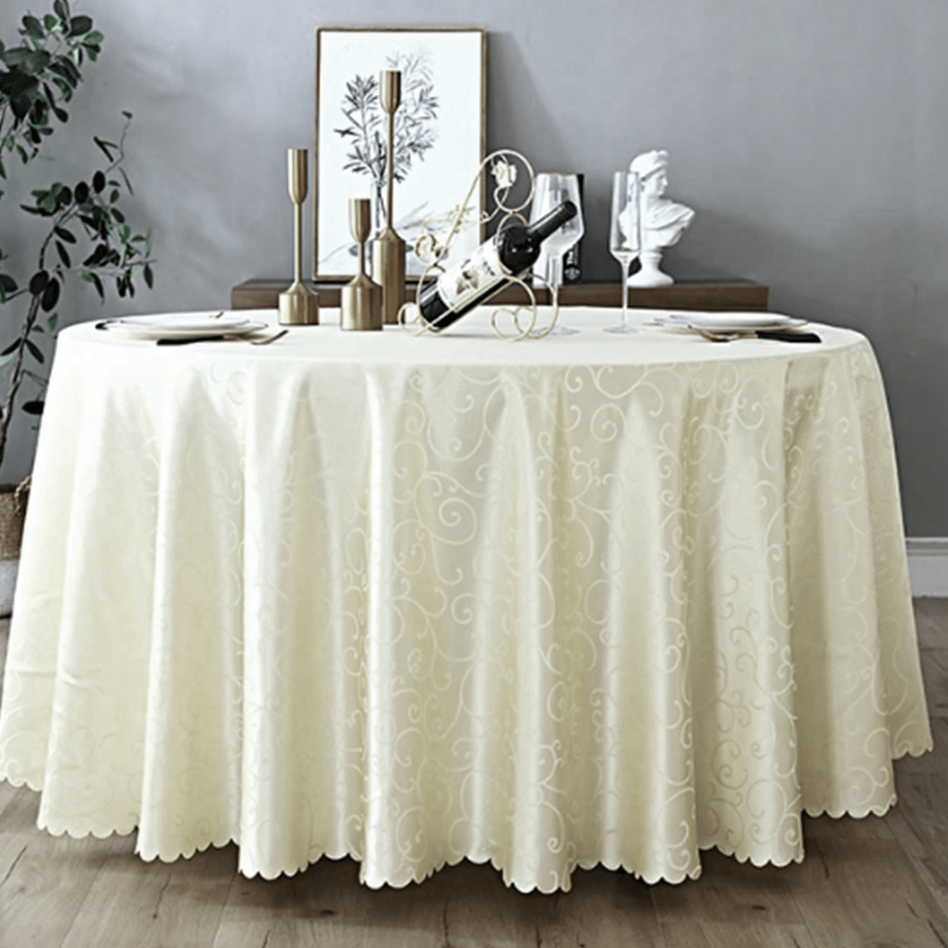 Mantel de tela para hotel, restaurante, fiesta redonda, cubierta de mesa de comedor de estilo europeo gruesa