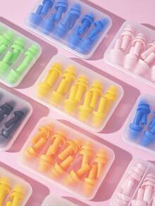 10pcs Spiral Colorful Noise-Canceling Earplugs With Storage Box, Portable Noise-Reducing Earplugs For Bedroom, Travel, Office, School And Swimming, Practical Accessories For Daily Use And Back To School Season, Dorm Snoring Noise Reduction Tool, Student Self-Study Quiet Earplugs, Waterproof Silicone Earplugs For Hair Washing And Water Entry Prevention, Portable Storage Earplugs For Business Travel - View 4