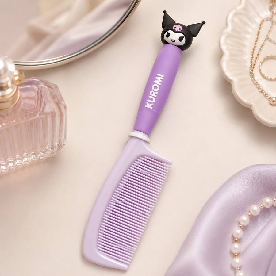 MINISO 三麗鷗 Kuromi 紫色髮梳 可愛卡通長柄梳結造型梳 日常護髮美妝工具 - 紫色 - 查看 1