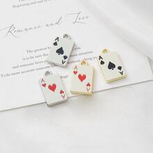 10pcs Zinc Alloy Ful-Rhinestoned Spade A Poker Pendant, DIY Earrings, Necklace, Bracelet, Keychain, Charm Jewelry Making Supplies - Multicolor - View 12