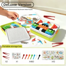 Children's 3D Stereoscopic Puzzle Mushroom Pegboard Educational Building Block Set, Creative DIY Pegboard Puzzle Toy 3D Game, Suitable For Children 3 Years And Above, Early Development And Activity Toy, Sorting, Stacking, Plugging Toy, Birthday Christmas Party Children's Gift - Color - View 8