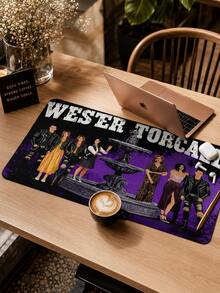 Extra Large Mouse Pad, Western Style Colorful Character Anime Pattern, Purple Western Theme Print Eye-Catching, Durable Rubber Non-Slip Bottom, 35.4X15.7 Inch Desk Mat/Keyboard Mat/Gaming Desk Mat, Multi-Functional Desk Protector, Washable And Easy To Clean, Suitable For Students, Esports Players, Laptops And Home Use, Adds Creativity And Fun To The Desk, Ideal Back To School Gift And Holiday Gift For Anime Lovers. - View 9