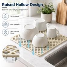 Silicone Sink Mat For Kitchen Sink, Non-Slip Sink Protector Mat, Flexible Sink Bottom Grid Mat, Drainage Dish Drying Mat For Dishes, Glassware, Bowls And Kitchen Sink Protection - Multicolor - View 4