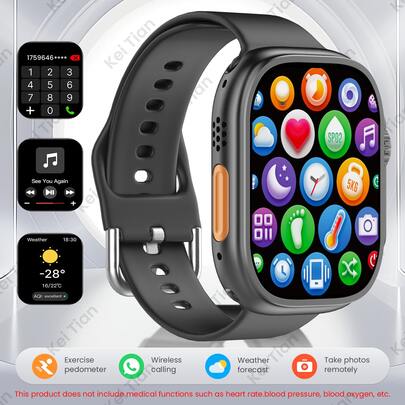 2.01 吋全螢幕金屬機身智慧手錶，相容 iOS 與 Android 手機，(接聽/撥打電話)，具多種運動模式/海量錶盤/內建遊戲/AI 語音控制/中性運動手錶