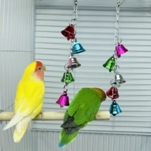 2pcs Colorful Bell Pendant Bird Toys - Cage Hanging Decor With Bells, Parrot Chewing Toy, Bird Cage Swing Accessory, Durable Bird Supplies, Suitable For Parrots, Budgies, Lovebirds - Multicolor - View 5