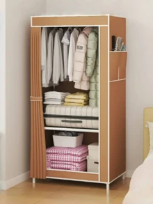 1pc Portable Closet Organizer, Multi-Functional Fashion Wardrobe With Dust-Proof Feature, Freestanding Display Floor-Standing Assembly Storage Rack With Curtain, Storage Cabinet For Bedroom And Living Room, Holiday Gift, Christmas Gift, Children's Gift,Dorm Room - Multicolor - View 4