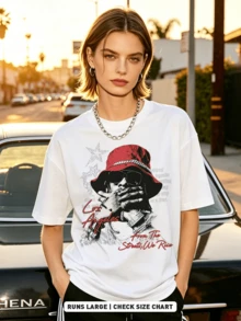 Women's Summer Loose Casual-Shirt, Soft Cotton Round Neck Short Sleeve Tops, Vintage European American Street Style. - White - View 3
