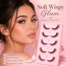 5 Pairs Fluffy Wispy False Eyelashes, Full Volume Cat Eye Strip Lashes For Glam Makeup - View 9