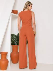 Tailored Suit Set: Vest With Dress Pants, Fashionable. - 紅陶 - 查看 2