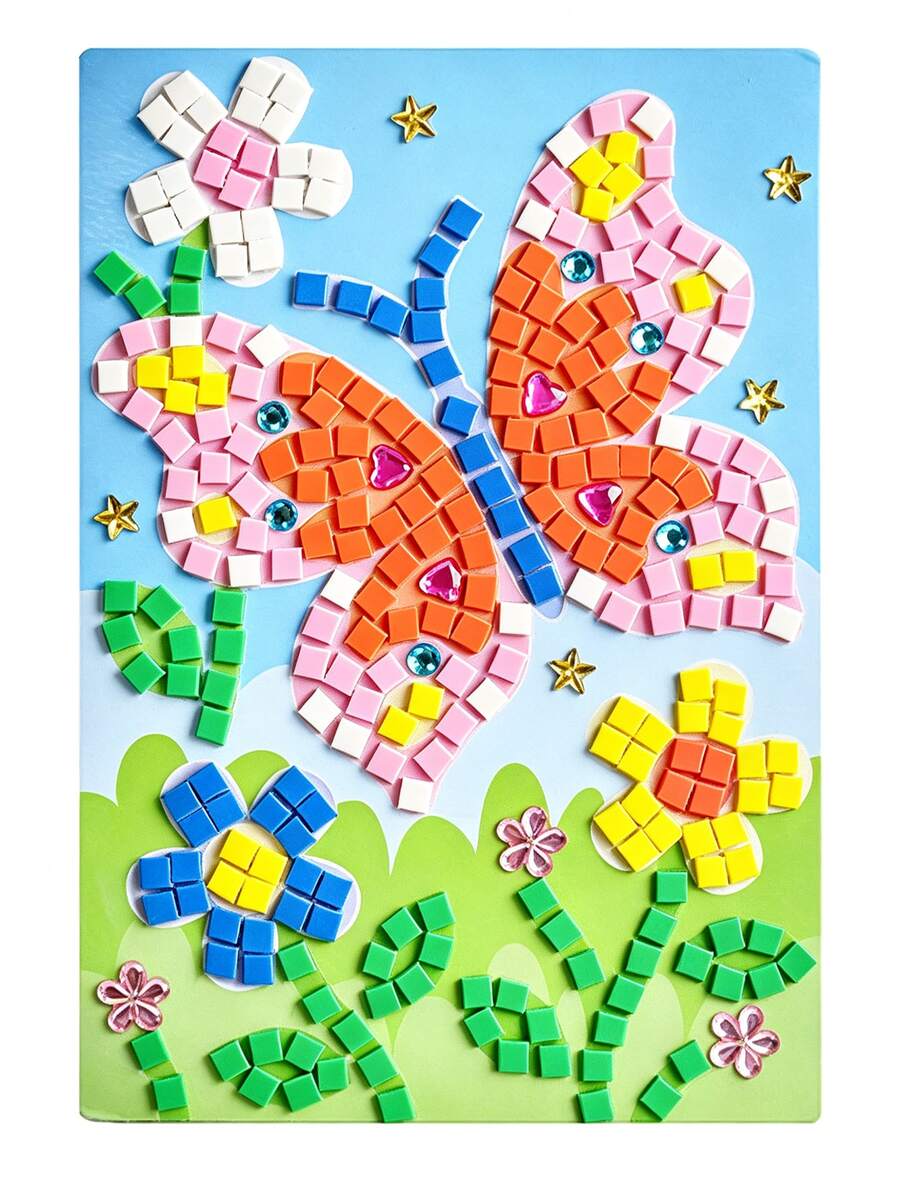 Bộ đồ chơi giáo dục trẻ em dán ghép hình gạch mosaic, bộ vật liệu tự làm thủ công DIY - Nhiều màu - Xem 1