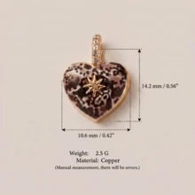 1pc Minimalist Oil Painting Style 14K Gold Plated Copper Material Pendant, Openable Oil-Filled Heart Zirconia Pendant, Women's DIY Daily Bracelet Necklace Keychain Pendant Decoration - Multicolor - View 18