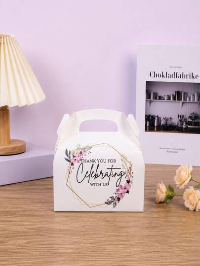 12/24/30pcs Bride To Be Wedding Favor Boxes, Floral Bridal Shower Treat Boxes With Handles, Wedding Reception Guest Gift Boxes & Candy Favors