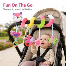Baby Soothing Plush Toys Stroller With Hanging Rattle Toys With Twist Toys With Car Seats, Ideal Holiday Gifts (Colorful Tape & Label Colors Random) - Multicolor - View 1