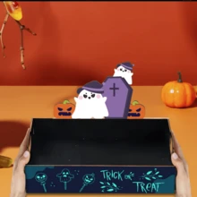 1pc Halloween Patchwork Open Storage Bin, Suitable For Storing Candy, Snacks And Various Decorations, Perfect For Desktop Display, Also Can Be Used As A Halloween Decorative Storage Tray For Home. - Multicolor - View 4